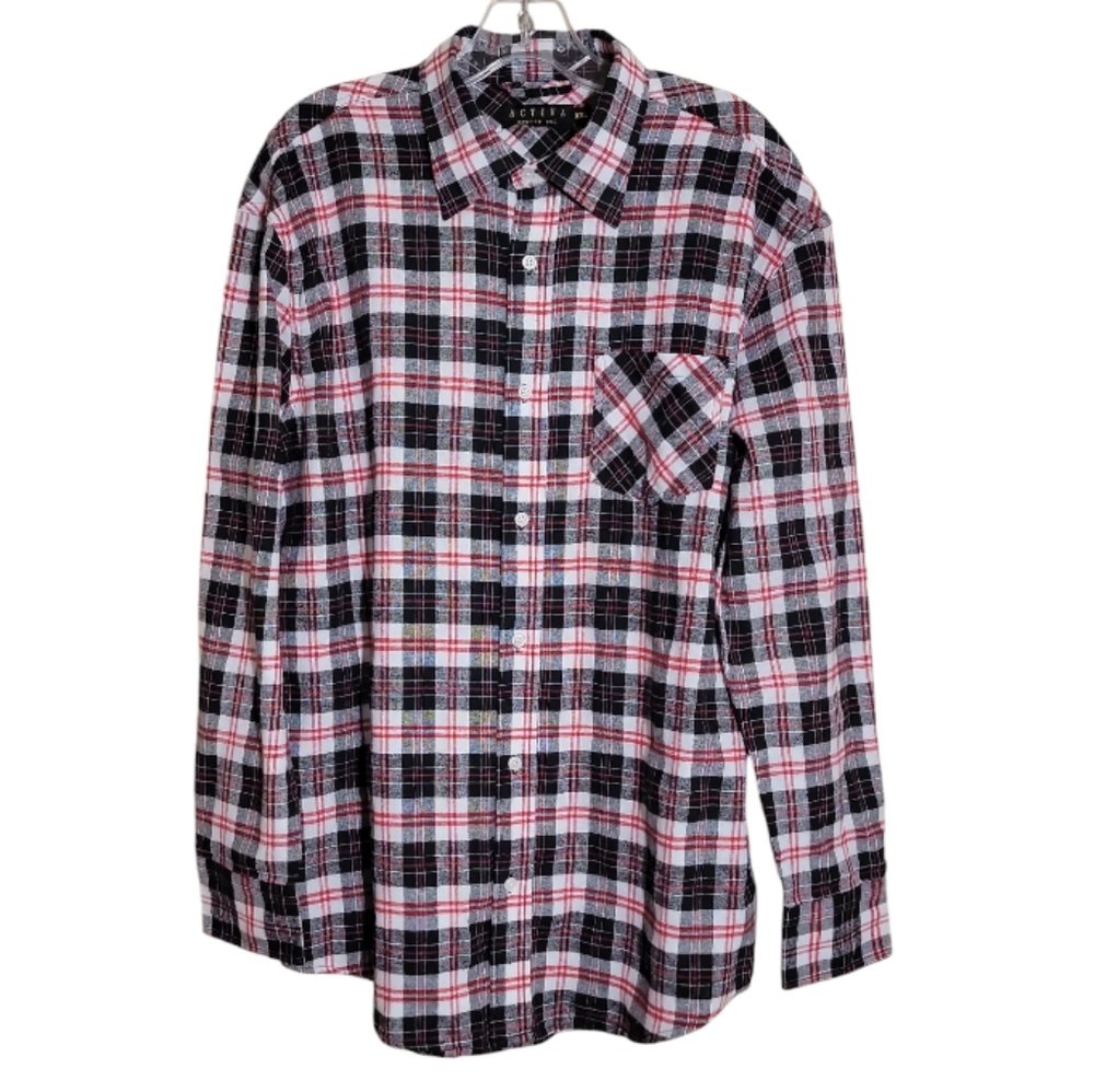 Activa Sports plaid flannel shirt meb's XXL button down long sleeve pocket